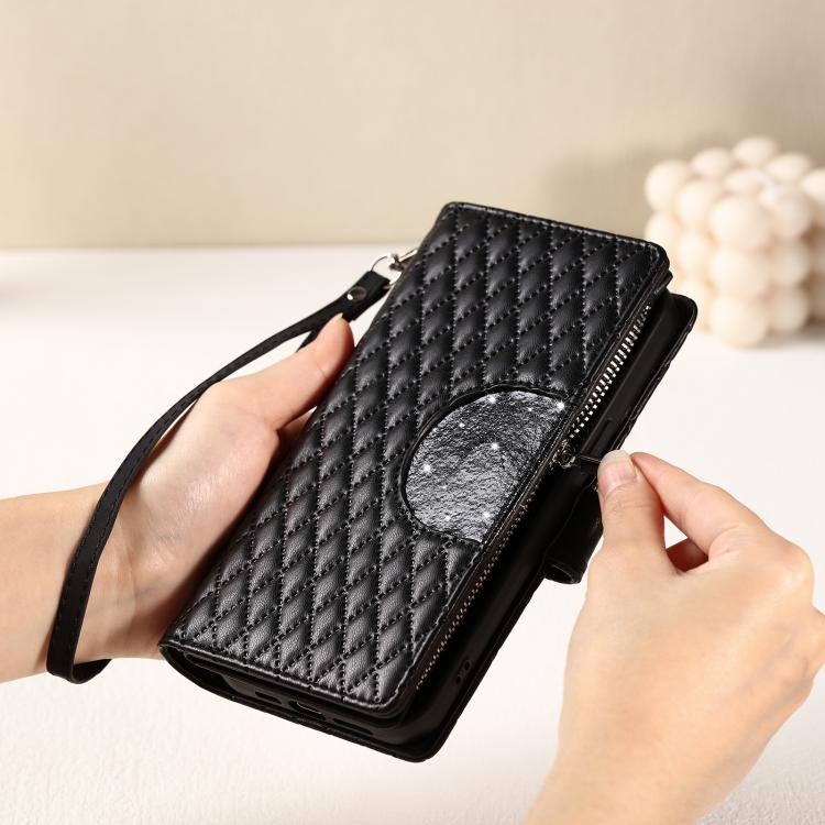 Glitter Lattice Zipper Wallet Leather Phone Case, For Samsung Galaxy S26+ 5G, For Samsung Galaxy S26 Ultra 5G, For Samsung Galaxy S26 5G, For Samsung Galaxy S25 FE 5G, For Samsung Galaxy S25 Edge 5G, For Samsung Galaxy S25 5G