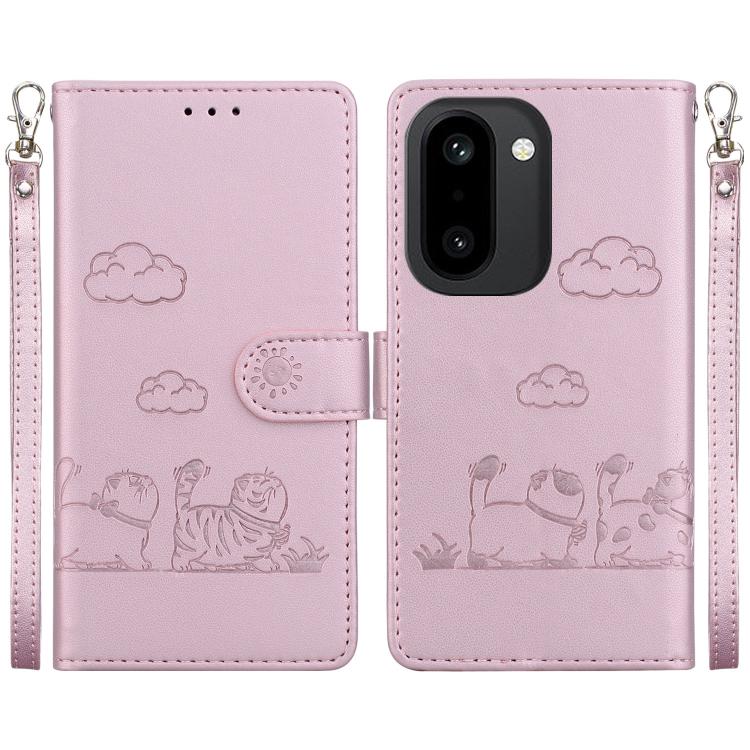 Cute Cats RFID Leather Phone Case, For OnePlus Nord 6 5G / Turbo 6 / Turbo 6V, For OnePlus 15R / Ace 6 / Ace 6T, For OnePlus Ace 5 Ultra / Nord 5 5G, For OnePlus Ace 5 Racing / Nord CE5