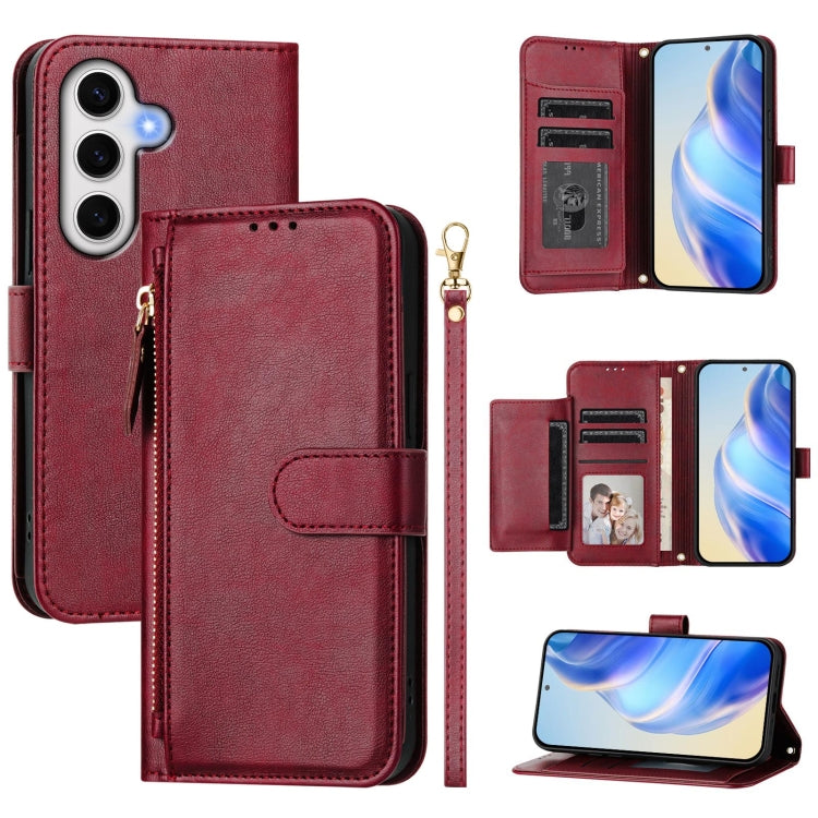 Multi-Card Slots Zipper Wallet Leather Phone Case, For Galaxy S25 Ultra 5G, For Galaxy S24 FE 5G, For Galaxy S24 Ultra 5G, For Galaxy S24+ 5G