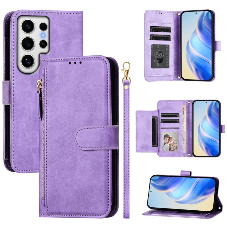 Multi-Card Slots Zipper Wallet Leather Phone Case, For Galaxy S25 Ultra 5G, For Galaxy S24 FE 5G, For Galaxy S24 Ultra 5G, For Galaxy S24+ 5G