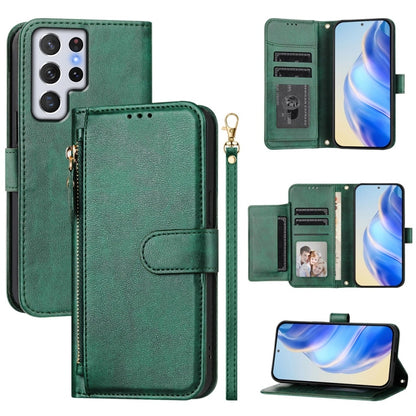 Multi-Card Slots Zipper Wallet Leather Phone Case, For Samsung Galaxy S22 Ultra 5G, For Samsung Galaxy S22+ 5G, For Samsung Galaxy S22 5G, For Samsung Galaxy S21 FE 5G