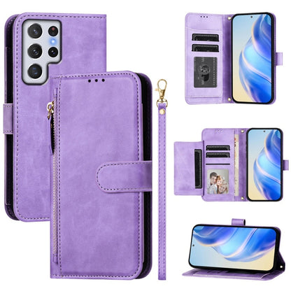 Multi-Card Slots Zipper Wallet Leather Phone Case, For Samsung Galaxy S22 Ultra 5G, For Samsung Galaxy S22+ 5G, For Samsung Galaxy S22 5G, For Samsung Galaxy S21 FE 5G
