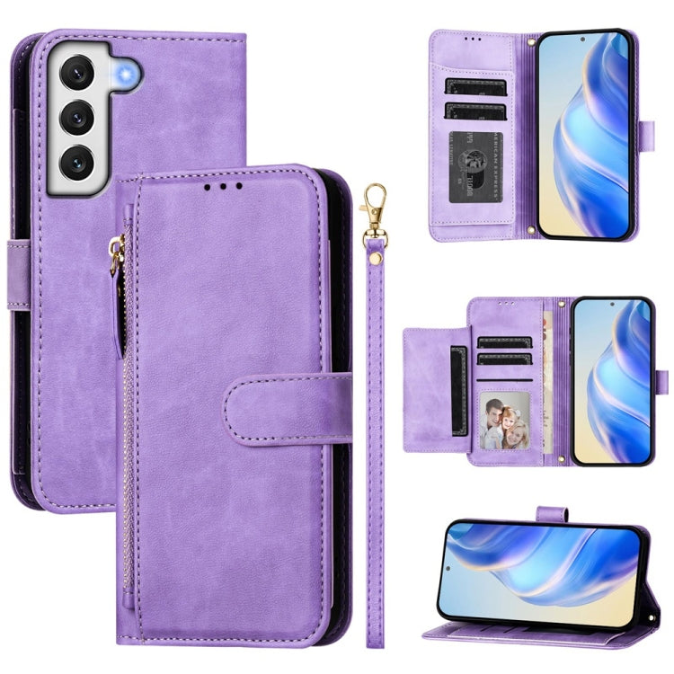 Multi-Card Slots Zipper Wallet Leather Phone Case, For Samsung Galaxy S22 Ultra 5G, For Samsung Galaxy S22+ 5G, For Samsung Galaxy S22 5G, For Samsung Galaxy S21 FE 5G