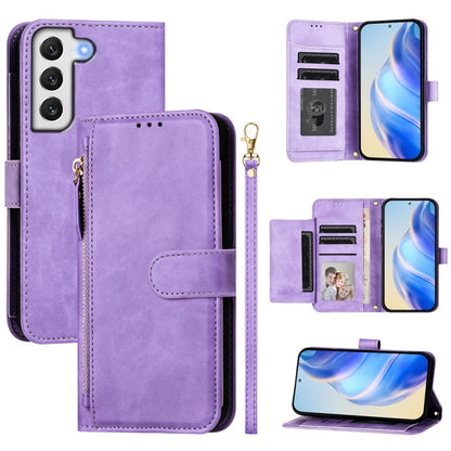 Multi-Card Slots Zipper Wallet Leather Phone Case, For Samsung Galaxy S22 Ultra 5G, For Samsung Galaxy S22+ 5G, For Samsung Galaxy S22 5G, For Samsung Galaxy S21 FE 5G