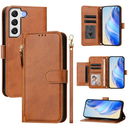 Multi-Card Slots Zipper Wallet Leather Phone Case, For Samsung Galaxy S22 Ultra 5G, For Samsung Galaxy S22+ 5G, For Samsung Galaxy S22 5G, For Samsung Galaxy S21 FE 5G