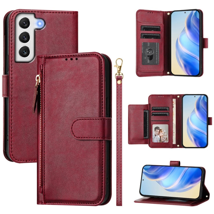 Multi-Card Slots Zipper Wallet Leather Phone Case, For Samsung Galaxy S22 Ultra 5G, For Samsung Galaxy S22+ 5G, For Samsung Galaxy S22 5G, For Samsung Galaxy S21 FE 5G