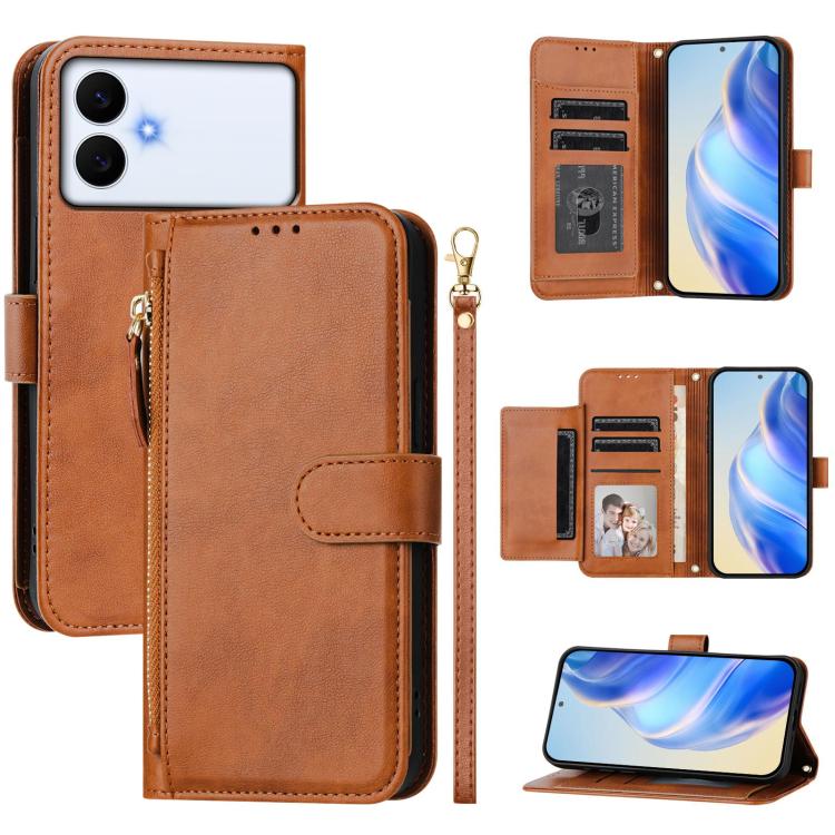 Multi-Card Slots Zipper Wallet Leather Phone Case, For Galaxy S26 FE 5G, For Galaxy S26+ 5G, For Galaxy S26 Edge 5G, For Galaxy S26 Ultra 5G