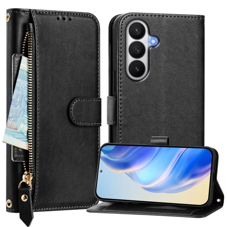 Multi-Card Slots Zipper Wallet Leather Phone Case, For Galaxy S26 5G, For Galaxy S25 Edge 5G, For Galaxy S25 5G, For Galaxy S25+ 5G