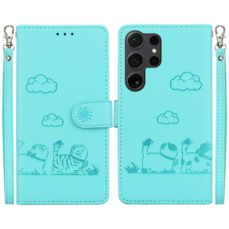Cute Cats RFID Leather Phone Case, For Samsung Galaxy S25+ 5G, For Samsung Galaxy S25 Ultra 5G, For Samsung Galaxy S24 FE 5G, For Samsung Galaxy S24 Ultra 5G