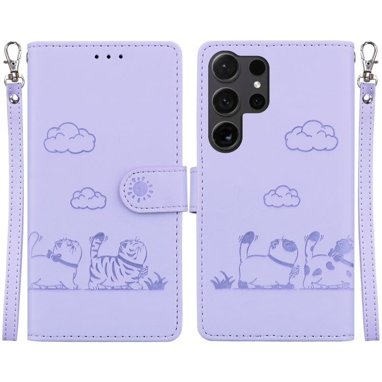 Cute Cats RFID Leather Phone Case, For Samsung Galaxy S25+ 5G, For Samsung Galaxy S25 Ultra 5G, For Samsung Galaxy S24 FE 5G, For Samsung Galaxy S24 Ultra 5G