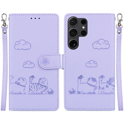 Cute Cats RFID Leather Phone Case, For Samsung Galaxy S25+ 5G, For Samsung Galaxy S25 Ultra 5G, For Samsung Galaxy S24 FE 5G, For Samsung Galaxy S24 Ultra 5G