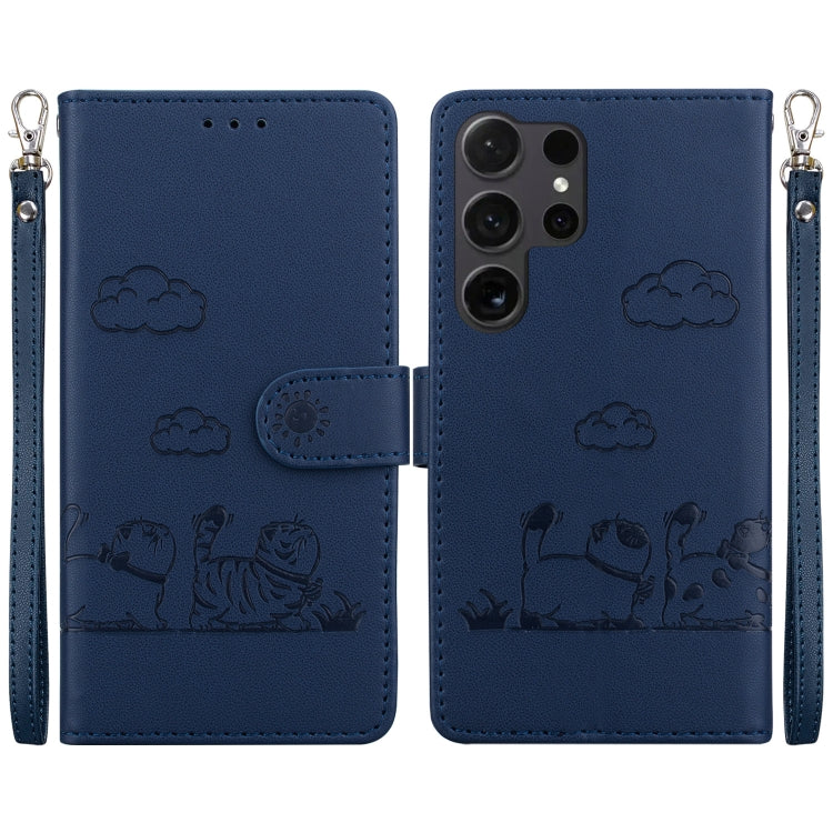 Cute Cats RFID Leather Phone Case, For Samsung Galaxy S25+ 5G, For Samsung Galaxy S25 Ultra 5G, For Samsung Galaxy S24 FE 5G, For Samsung Galaxy S24 Ultra 5G