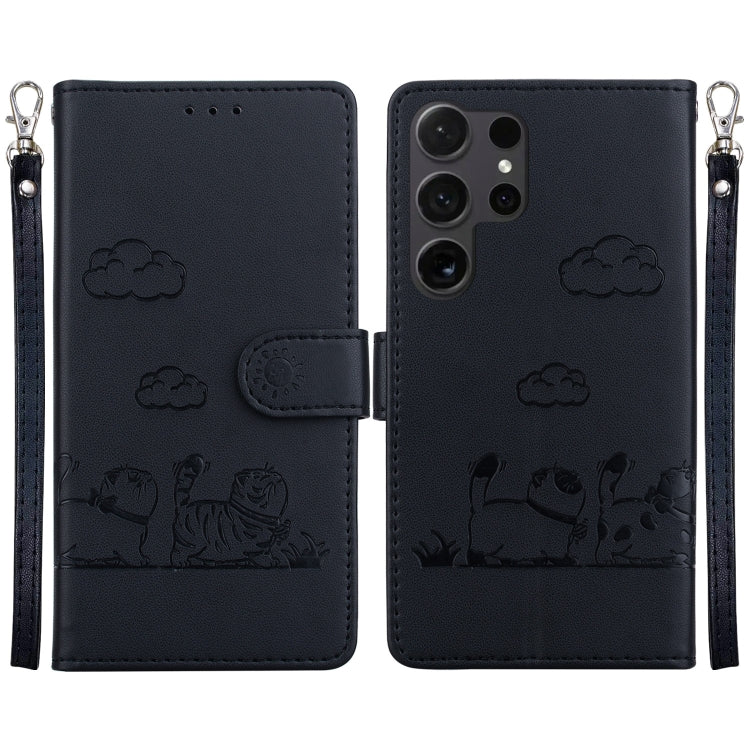 Cute Cats RFID Leather Phone Case, For Samsung Galaxy S25+ 5G, For Samsung Galaxy S25 Ultra 5G, For Samsung Galaxy S24 FE 5G, For Samsung Galaxy S24 Ultra 5G