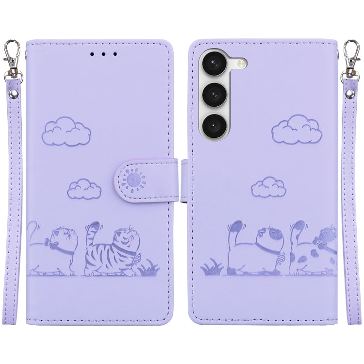 Cute Cats RFID Leather Phone Case, For Samsung Galaxy S24 5G, For Samsung Galaxy S23 FE 5G, For Samsung Galaxy S23 Ultra 5G, For Samsung Galaxy S23+ 5G