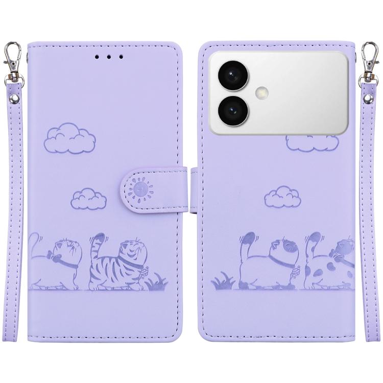 Cute Cats RFID Leather Phone Case, For Samsung Galaxy S26+ 5G, For Samsung Galaxy S26 Edge 5G, For Samsung Galaxy S26 Ultra 5G, For Samsung Galaxy S26 5G