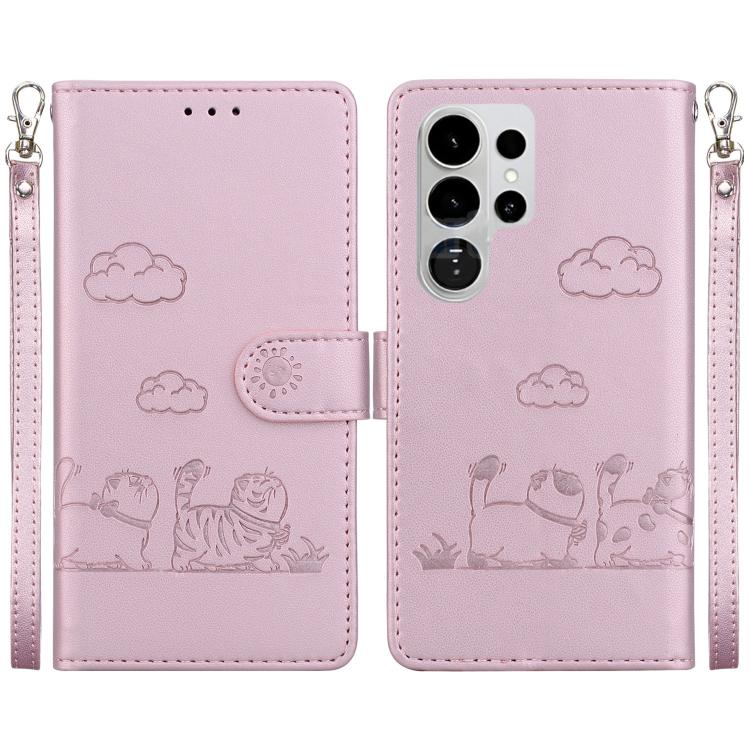 Cute Cats RFID Leather Phone Case, For Samsung Galaxy S26+ 5G, For Samsung Galaxy S26 Edge 5G, For Samsung Galaxy S26 Ultra 5G, For Samsung Galaxy S26 5G