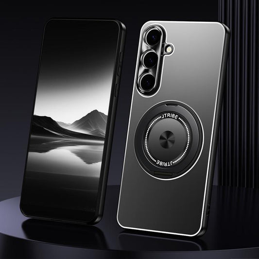 Rotating Holder Frosted Metal Phone Case, For Samsung Galaxy S25 5G, For Samsung Galaxy S25 Ultra 5G, For Samsung Galaxy S24 Ultra 5G, For Samsung Galaxy S24+ 5G, For Samsung Galaxy S24 5G, For Samsung Galaxy S23 Ultra 5G