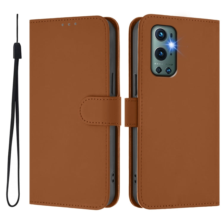 Skin Feel Solid Color Leather Phone Case with Lanyard, For OnePlus 9 Pro