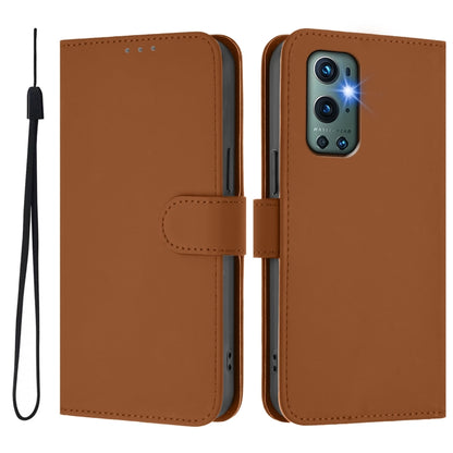 Skin Feel Solid Color Leather Phone Case with Lanyard, For OnePlus 9 Pro