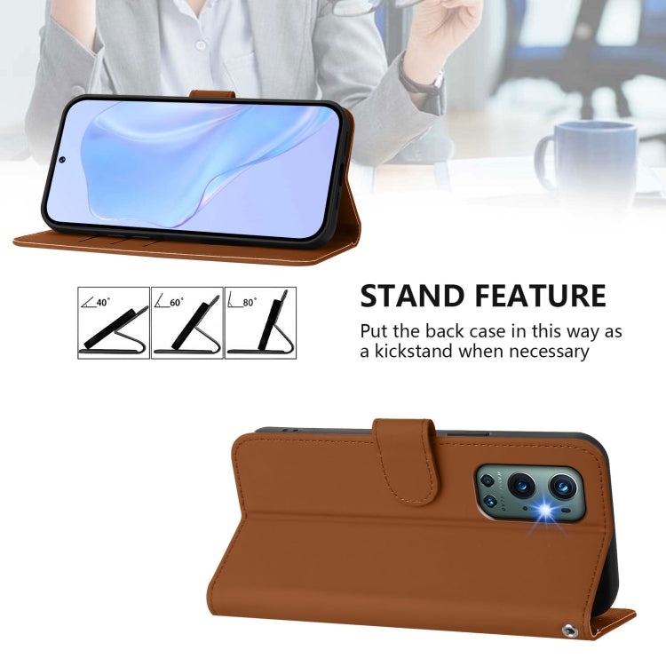 Skin Feel Solid Color Leather Phone Case with Lanyard, For OnePlus 9 Pro
