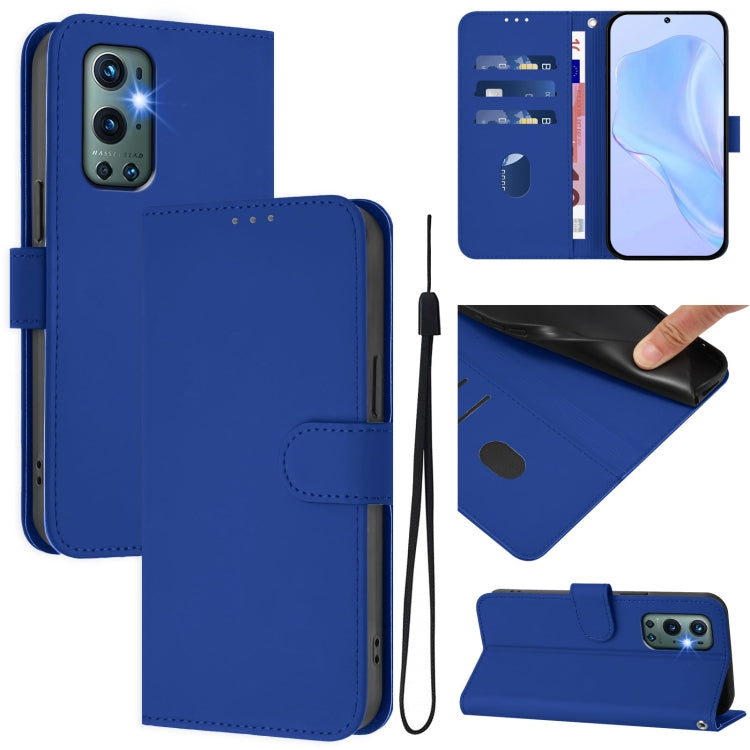 Skin Feel Solid Color Leather Phone Case with Lanyard, For OnePlus 9 Pro