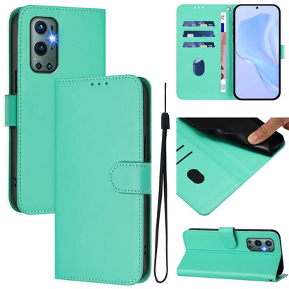 Skin Feel Solid Color Leather Phone Case with Lanyard, For OnePlus 9 Pro