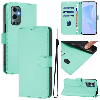 Skin Feel Solid Color Leather Phone Case with Lanyard, For OnePlus 9 Pro