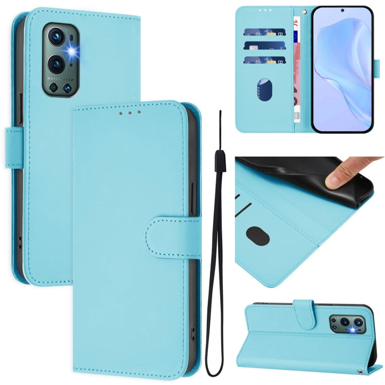 Skin Feel Solid Color Leather Phone Case with Lanyard, For OnePlus 9 Pro