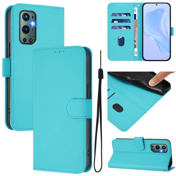 Skin Feel Solid Color Leather Phone Case with Lanyard, For OnePlus 9 Pro