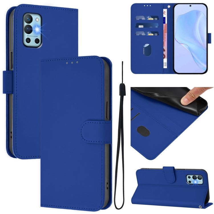 Skin Feel Solid Color Leather Phone Case with Lanyard, For OnePlus 9R / 8T