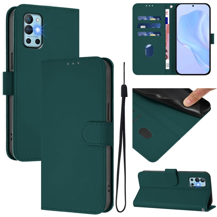 Skin Feel Solid Color Leather Phone Case with Lanyard, For OnePlus 9R / 8T
