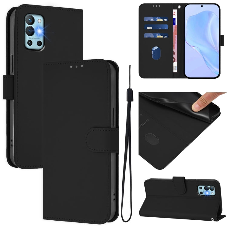 Skin Feel Solid Color Leather Phone Case with Lanyard, For OnePlus 9R / 8T