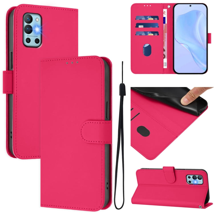 Skin Feel Solid Color Leather Phone Case with Lanyard, For OnePlus 9R / 8T