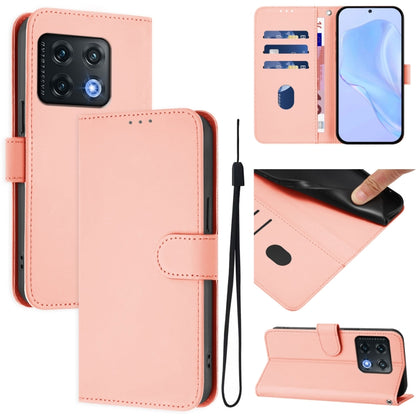 Skin Feel Solid Color Leather Phone Case with Lanyard, For OnePlus 10 Pro 5G