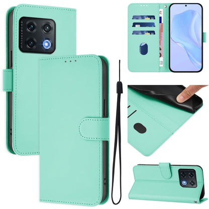 Skin Feel Solid Color Leather Phone Case with Lanyard, For OnePlus 10 Pro 5G
