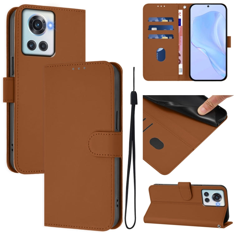 Skin Feel Solid Color Leather Phone Case with Lanyard, For OnePlus 10R / Ace