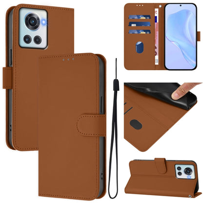 Skin Feel Solid Color Leather Phone Case with Lanyard, For OnePlus 10R / Ace