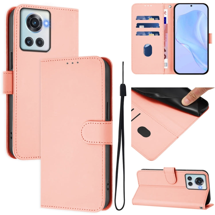 Skin Feel Solid Color Leather Phone Case with Lanyard, For OnePlus 10R / Ace