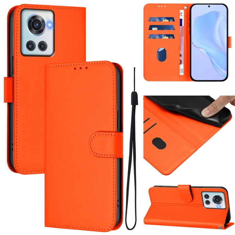 Skin Feel Solid Color Leather Phone Case with Lanyard, For OnePlus 10R / Ace