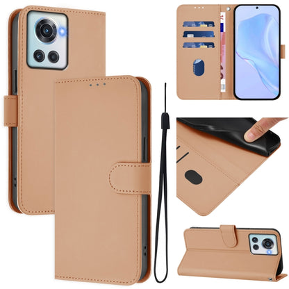 Skin Feel Solid Color Leather Phone Case with Lanyard, For OnePlus 10R / Ace