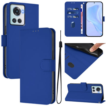 Skin Feel Solid Color Leather Phone Case with Lanyard, For OnePlus 10R / Ace