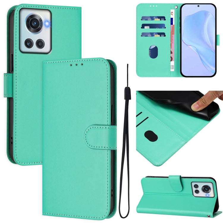 Skin Feel Solid Color Leather Phone Case with Lanyard, For OnePlus 10R / Ace