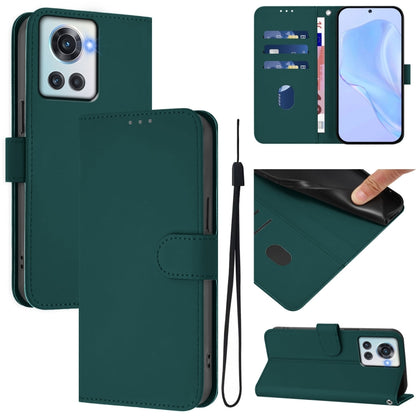 Skin Feel Solid Color Leather Phone Case with Lanyard, For OnePlus 10R / Ace