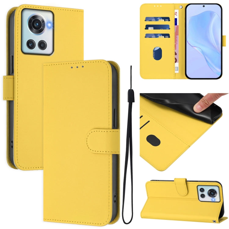 Skin Feel Solid Color Leather Phone Case with Lanyard, For OnePlus 10R / Ace