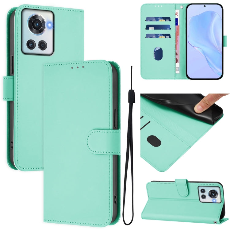Skin Feel Solid Color Leather Phone Case with Lanyard, For OnePlus 10R / Ace