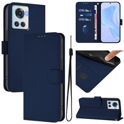Skin Feel Solid Color Leather Phone Case with Lanyard, For OnePlus 10R / Ace