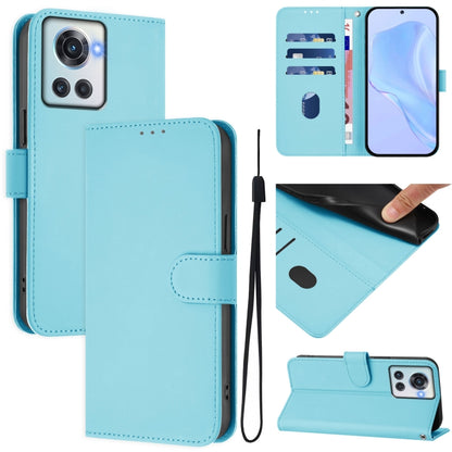 Skin Feel Solid Color Leather Phone Case with Lanyard, For OnePlus 10R / Ace