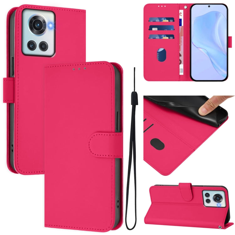 Skin Feel Solid Color Leather Phone Case with Lanyard, For OnePlus 10R / Ace