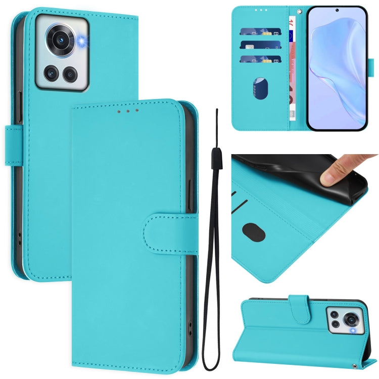 Skin Feel Solid Color Leather Phone Case with Lanyard, For OnePlus 10R / Ace