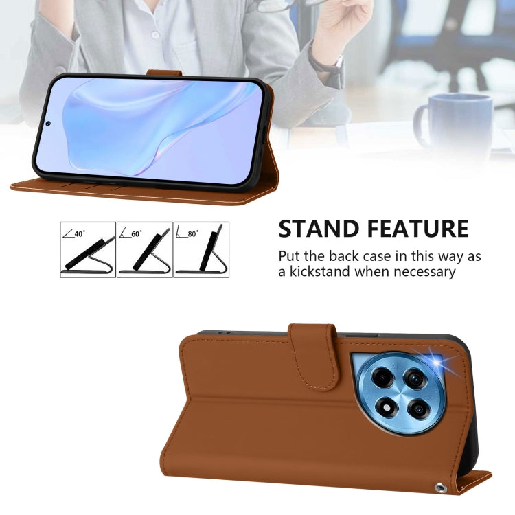 Skin Feel Solid Color Leather Phone Case with Lanyard, For OnePlus 12 5G Global